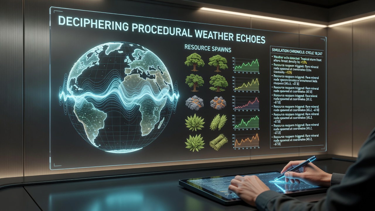 Procedural weather patterns affecting resource distribution in survival simulation environments