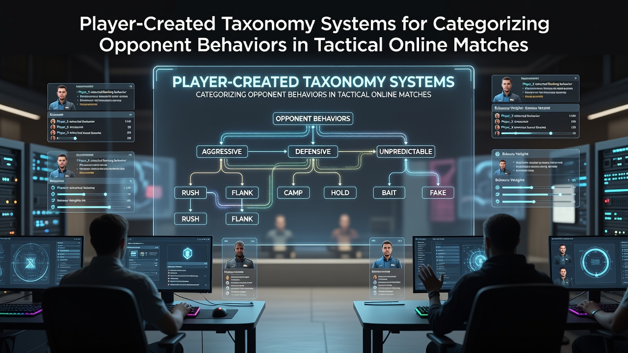 Players analyzing opponent behavior patterns in a tactical online match interface