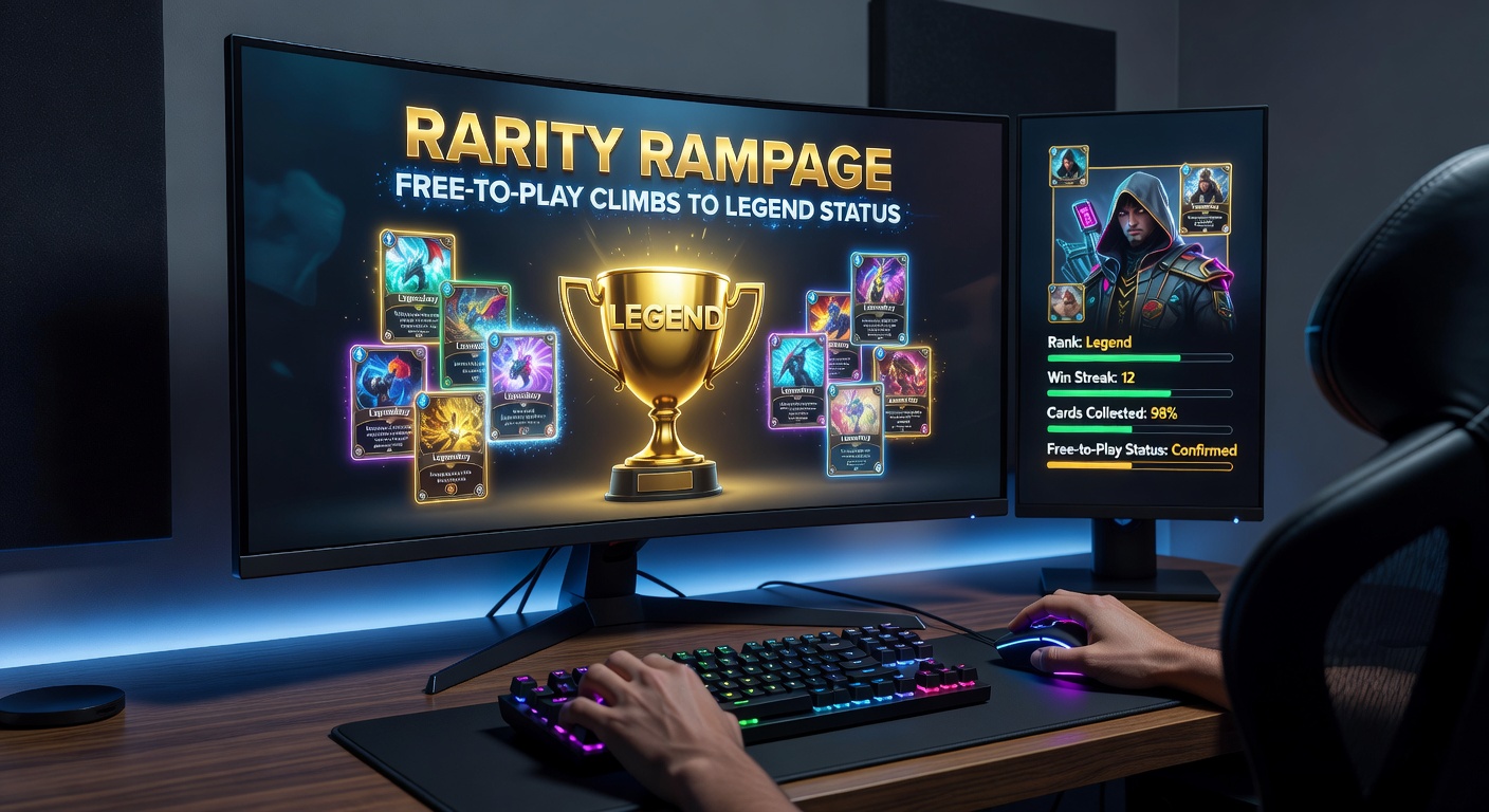 Close-up of Rarity Rampage leaderboard in April 2026, dominated by free-to-play icons marked with green 'F2P' badges next to legendary ranks and deck stats