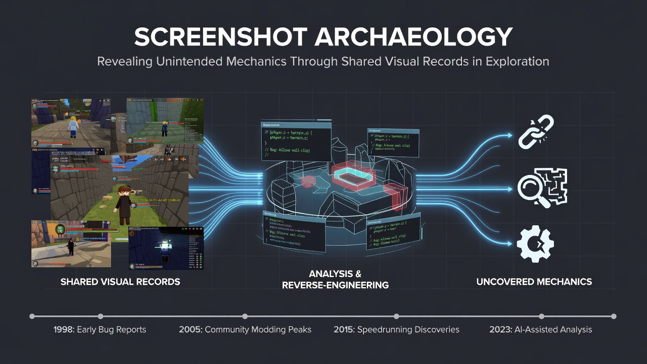 Community discussion thread displaying annotated screenshots highlighting unintended collision mechanics in an exploration title