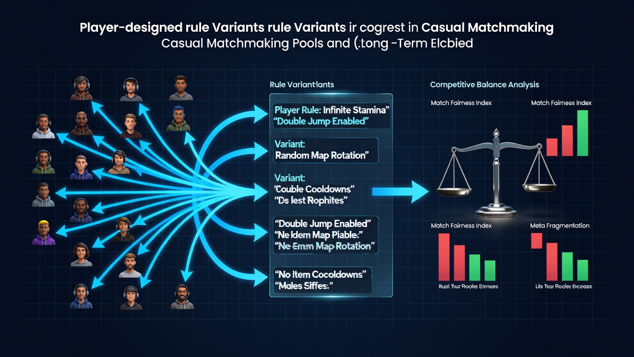 Players engaging in casual matchmaking sessions where custom rule variants are tested and shared across online communities