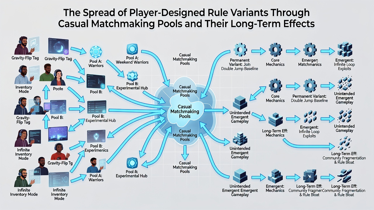 Analysis of competitive match data showing shifts in strategy patterns influenced by widespread casual rule variants