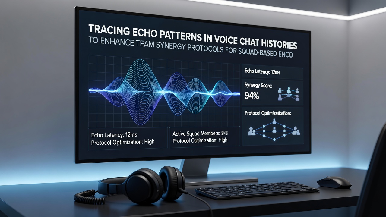 Squad coordination meeting reviewing voice chat echo analysis reports on tablets