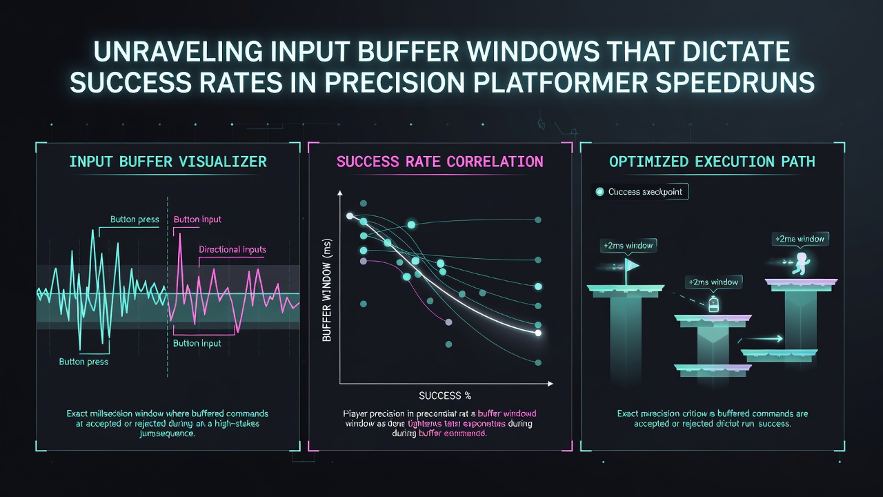 Speedrunner analyzing frame-by-frame input buffer data during practice session