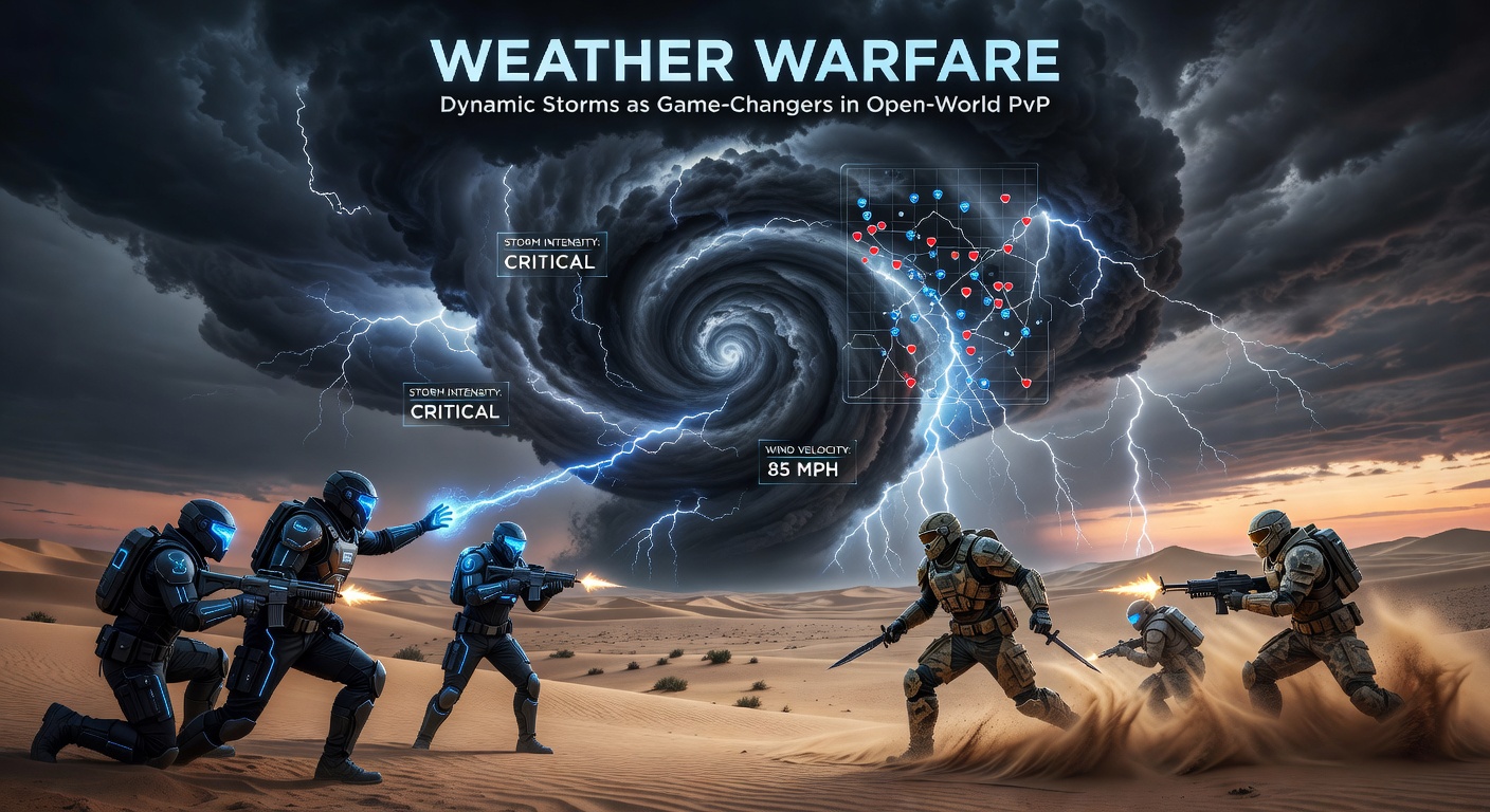 Players harnessing a tornado in PvP, swirling debris lifting enemies while a guild charges through the chaos